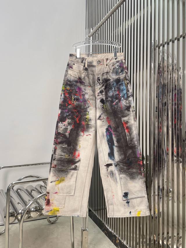 实拍图 最新Acne 25New 油画印花牛仔裤 尺码：Sml