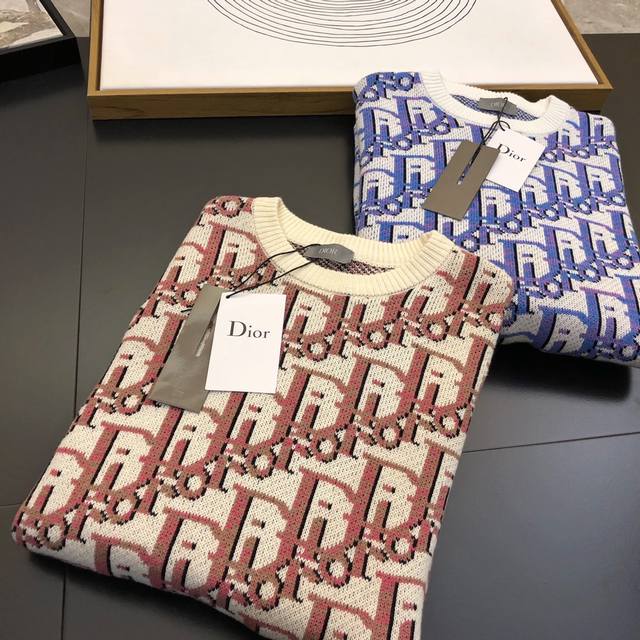 复刻，顶级！！！Di***20S秋冬情侣款新品！Cd凝聚独特技艺与灵巧的创意，Di*R And Oblique 提花羊毛针织套头毛衣 Os型格简约而不失精炼风范
