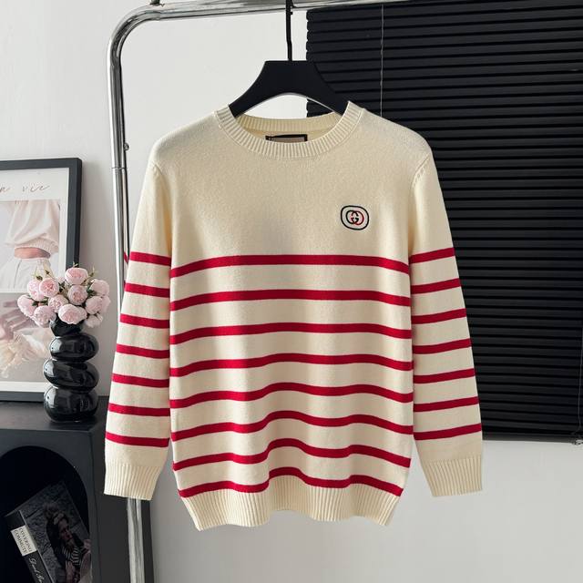 款号：M86 古驰 Gucci 条纹毛衣秋冬圆领最新款Logo标志年年被追捧的经典时尚装饰已经风靡全球 颜色：图片色 尺码：S M L Xl
