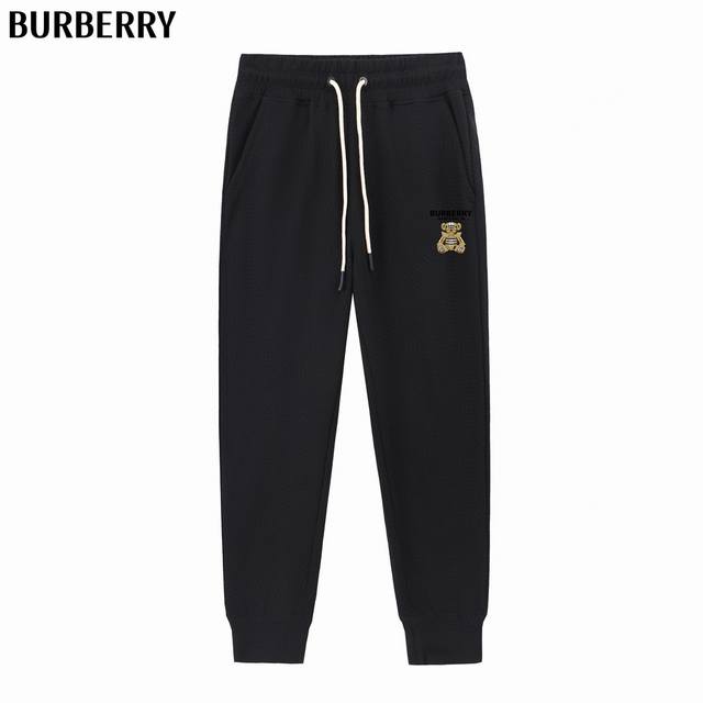 Burberry 巴宝莉 Ss秋冬秀款 修身线条简约品牌Logo运动裤 国内代工厂p出口 供应顶级品牌的面料 380G克重 兼容所有身材 腰部松紧带黑白抽绳设计