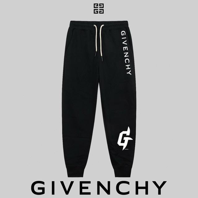 顶级版本，区别通货 Givenchy 纪梵希 24Ss 秀款 修身线条简约字母Logo运动裤 380G克重 兼容所有身材 腰部松紧带黑白抽绳设计 定制抽绳口袋两