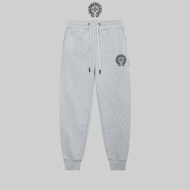 顶级版本，区别通货 Chrome Hearts 克罗心24Ss 秀款 修身线条徽标简约Logo运动裤 380G克重 兼容所有身材 腰部松紧带黑白抽绳设计 定制抽