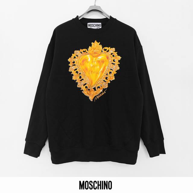 莫斯奇诺 Moschino 440克印花毛圈圆领卫衣 透气纯棉面料 质感非常柔软舒服 不缩水 不变形 不起球 原版定制辅料 领标 洗水唛 吊牌 包装 细节完美