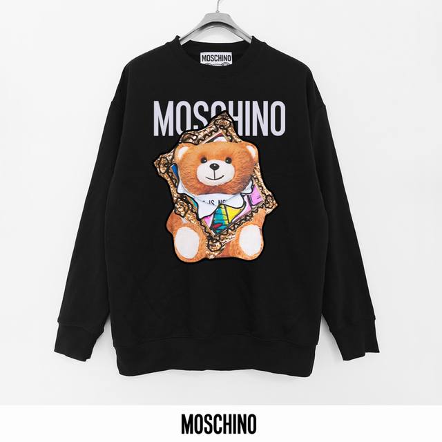 莫斯奇诺 Moschino 440克印花毛圈圆领卫衣 透气纯棉面料 质感非常柔软舒服 不缩水 不变形 不起球 原版定制辅料 领标 洗水唛 吊牌 包装 细节完美
