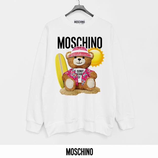 莫斯奇诺 Moschino 440克印花毛圈圆领卫衣 透气纯棉面料 质感非常柔软舒服 不缩水 不变形 不起球 原版定制辅料 领标 洗水唛 吊牌 包装 细节完美