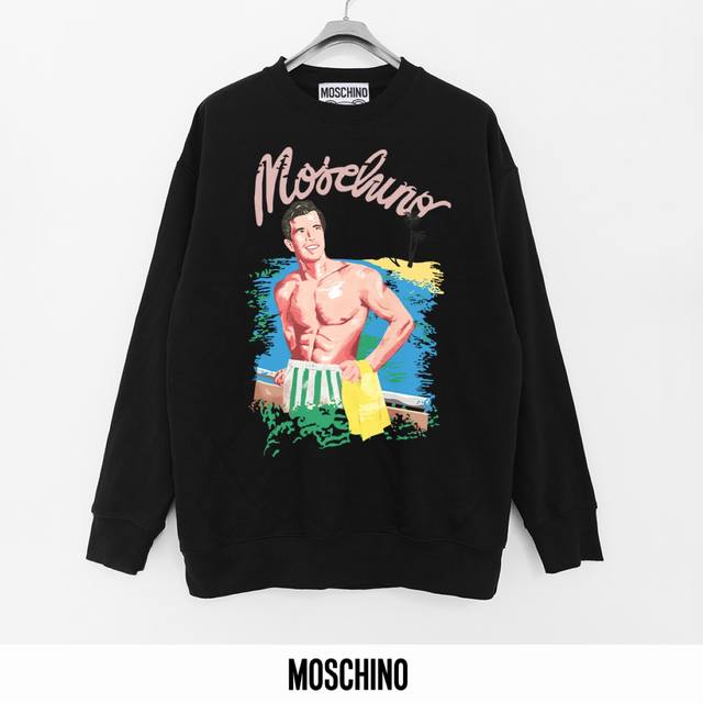 莫斯奇诺 Moschino 440克印花毛圈圆领卫衣 透气纯棉面料 质感非常柔软舒服 不缩水 不变形 不起球 原版定制辅料 领标 洗水唛 吊牌 包装 细节完美