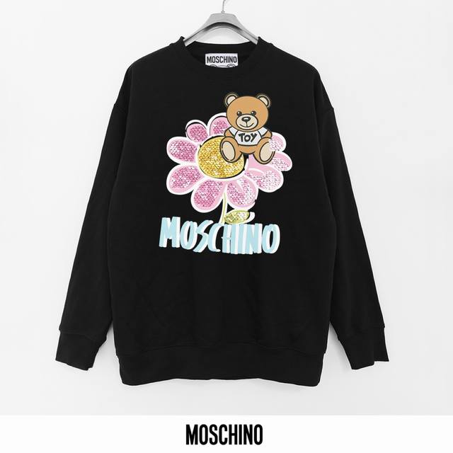 莫斯奇诺 Moschino 440克印花毛圈圆领卫衣 透气纯棉面料 质感非常柔软舒服 不缩水 不变形 不起球 原版定制辅料 领标 洗水唛 吊牌 包装 细节完美