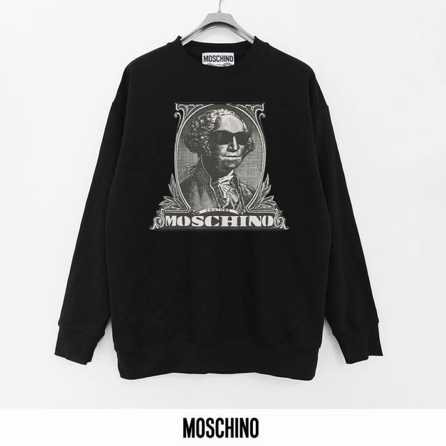 莫斯奇诺 Moschino 440克印花毛圈圆领卫衣 透气纯棉面料 质感非常柔软舒服 不缩水 不变形 不起球 原版定制辅料 领标 洗水唛 吊牌 包装 细节完美