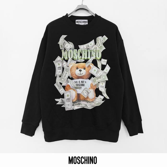 莫斯奇诺 Moschino 440克印花毛圈圆领卫衣 透气纯棉面料 质感非常柔软舒服 不缩水 不变形 不起球 原版定制辅料 领标 洗水唛 吊牌 包装 细节完美