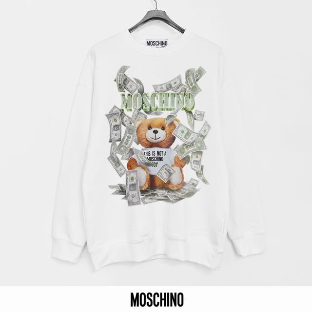 莫斯奇诺 Moschino 440克印花毛圈圆领卫衣 透气纯棉面料 质感非常柔软舒服 不缩水 不变形 不起球 原版定制辅料 领标 洗水唛 吊牌 包装 细节完美