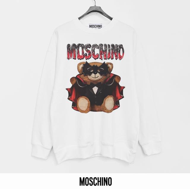 莫斯奇诺 Moschino 440克印花毛圈圆领卫衣 透气纯棉面料 质感非常柔软舒服 不缩水 不变形 不起球 原版定制辅料 领标 洗水唛 吊牌 包装 细节完美