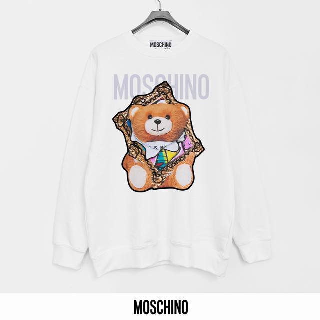莫斯奇诺 Moschino 440克印花毛圈圆领卫衣 透气纯棉面料 质感非常柔软舒服 不缩水 不变形 不起球 原版定制辅料 领标 洗水唛 吊牌 包装 细节完美