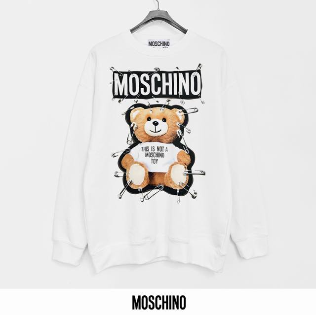 莫斯奇诺 Moschino 440克印花毛圈圆领卫衣 透气纯棉面料 质感非常柔软舒服 不缩水 不变形 不起球 原版定制辅料 领标 洗水唛 吊牌 包装 细节完美