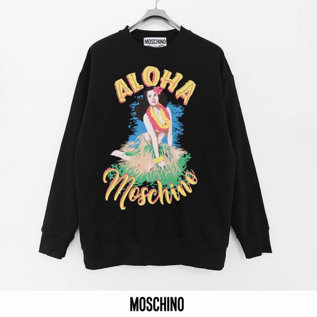 莫斯奇诺 Moschino 440克印花毛圈圆领卫衣 透气纯棉面料 质感非常柔软舒服 不缩水 不变形 不起球 原版定制辅料 领标 洗水唛 吊牌 包装 细节完美