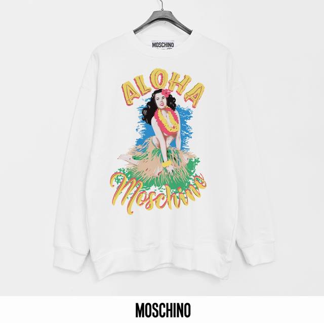 莫斯奇诺 Moschino 440克印花毛圈圆领卫衣 透气纯棉面料 质感非常柔软舒服 不缩水 不变形 不起球 原版定制辅料 领标 洗水唛 吊牌 包装 细节完美