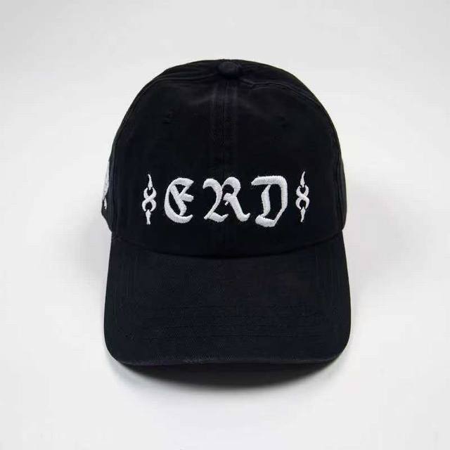 2560# 8 Erd忧郁的富二代 水洗字母标语刺绣日文凡凡棒球帽 黑色 均码
