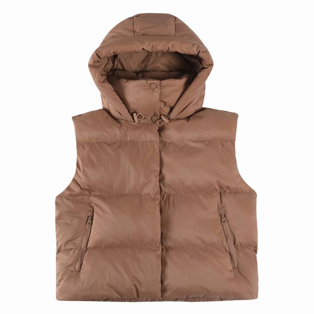 正p级 Alo马甲A棉 Alo Yoga Gold Rush puffer Vest 连帽纯色合身拉链马甲 女款 连帽纯色马甲金标棉 系列 配色：黑色 象牙色