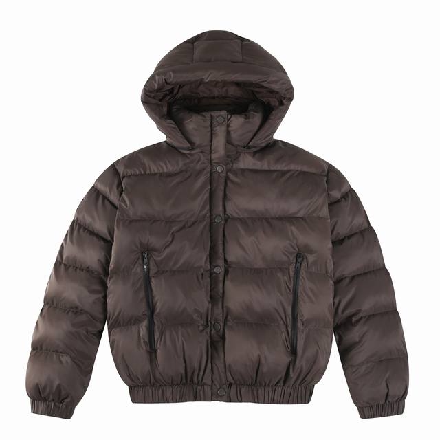 正p级 Alo Yoga条纹织带羽绒服 夹克 Alo Yoga Aspen Love puffer Jacket 条纹织带连帽金标A棉可脱卸帽防水短款夹克 女款