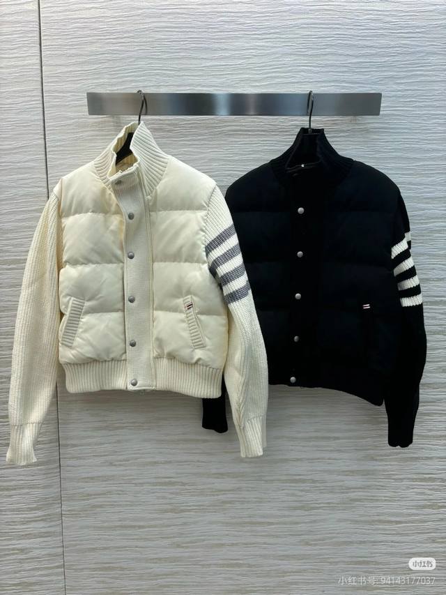 Thom Browne. 汤姆布朗门襟针织 立领翻领两穿 黑色白色灰色 Sml码