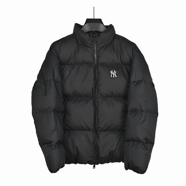 正p级90绒 Mlb后背大标羽绒服 Mlb 23Fw 纽约洋基队 立领背后大Logo复古老花短款羽绒服 男女同款 虞书欣同款 纽约洋基队 刺绣小标背后大Logo