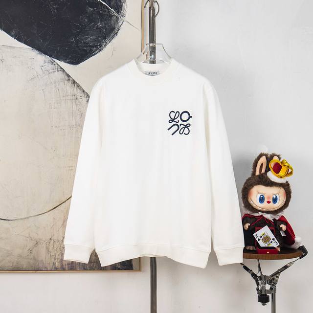 Zp版本［独家供应］ Loewe罗意威前后大标Logo刺绣圆领卫衣 面料采用400克毛圈高克重95棉5氢纶1×1双纱洗一辈子都不会变形的 男女同款 官网细节一致