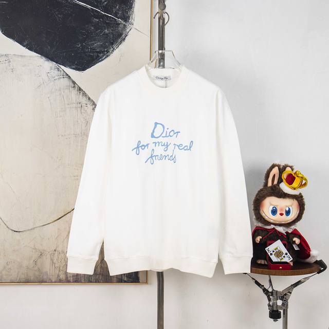 Zp版本［独家供应］ Dior迪奥签名字母刺绣圆领卫衣 面料采用400克毛圈高克重95棉5氢纶1×1双纱洗一辈子都不会变形的 男女同款 官网细节一致 全套包装