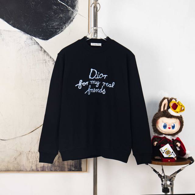 Zp版本［独家供应］ Dior迪奥签名字母刺绣圆领卫衣 面料采用400克毛圈高克重95棉5氢纶1×1双纱洗一辈子都不会变形的 男女同款 官网细节一致 全套包装