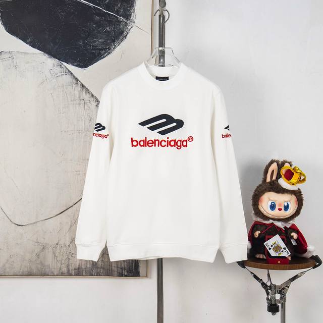 Zp版本［独家供应］ Balenciaga巴黎3M字母刺绣圆领长袖T 情侣同款 全套包装 三标齐全 区别市场通货 随意对比 纯棉280克高克重32支双纱 不起球