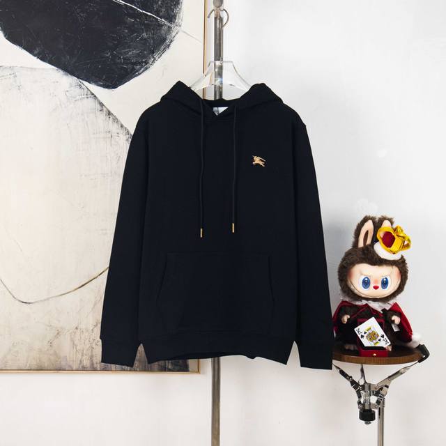 Zp版本［独家供应］ Burberry巴宝莉小标格纹小码刺绣抽绳连帽卫衣 面料采用400克毛圈高克重95棉5氢纶1×1双纱洗一辈子都不会变形的 男女同款 官网细