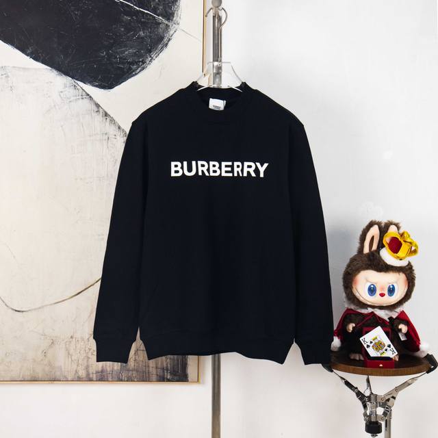Zp版本［独家供应］Burberry巴宝莉经典字母立体硅胶印圆领卫衣 面料采用400克毛圈高克重95棉5氢纶1×1双纱洗一辈子都不会变形的 男女同款 官网细节一