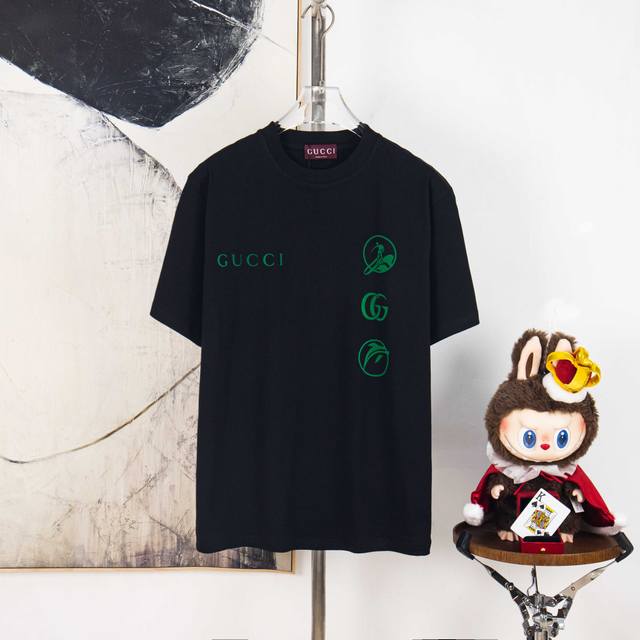 Zp版本［独家供应］ Gucci 古驰 300克圆领短袖T恤 品牌经典 绒面 滑雪 字母Logo压花工艺 官方同步 高版本 高品质 时尚个性 百搭潮流 纯原品质