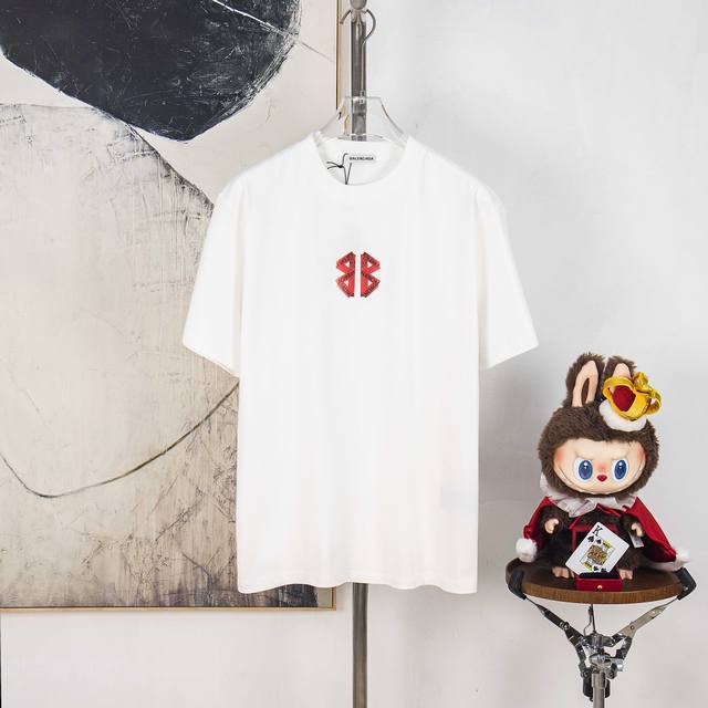 Zp版本［独家供应］ Balenciaga 巴黎世家 300克圆领短袖T恤 品牌经典 闪光 胶带 胶印 字母Logo压花工艺 官方同步 高版本 高品质 时尚个性