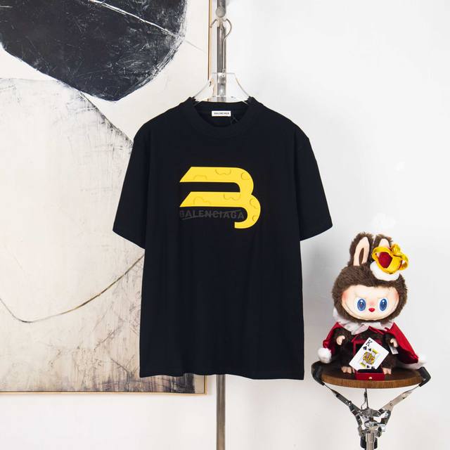 Zp版本［独家供应］ Balenciaga 巴黎世家 300克圆领短袖T恤 品牌经典 凹凸 海绵 立体 字母Logo压花工艺 官方同步 高版本 高品质 时尚个性