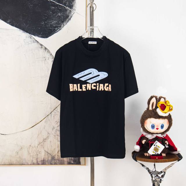 Zp版本［独家供应］ Balenciaga 巴黎世家 300克圆领短袖T恤 品牌经典 拼色 凹凸 立体 字母Logo压花工艺 官方同步 高版本 高品质 时尚个性
