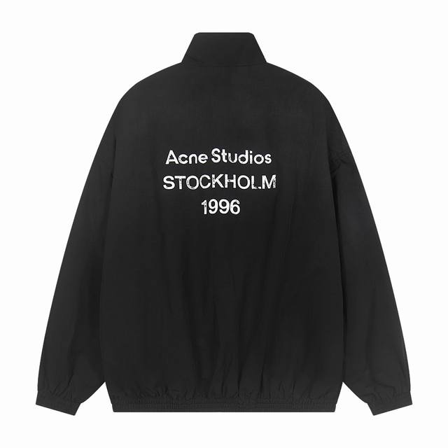 价格p： 一首起批. 散单+10 颜色:米色 黑色 尺寸：S M L Xl 款号：K506 Acne Studios 撞色徽标拉链夹克 男女可穿 定制幻光雅棉细
