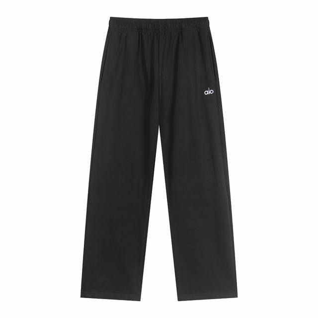 价格p： 一首起批. 散单+10 颜色: 黑色 花灰 宝蓝 咖色 深灰 尺寸: S M L Xl 款号：K504 Alo直筒松紧带休闲裤，裤子长度直接盖住鞋子，