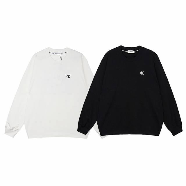 款号：912 Calvin Kleinck长袖卫衣 前幅刺绣+后幅印花和钢印 260克双纱面料搭配400克重磅螺纹 Os版型 区别市面缩小版 颜色：白色 黑色