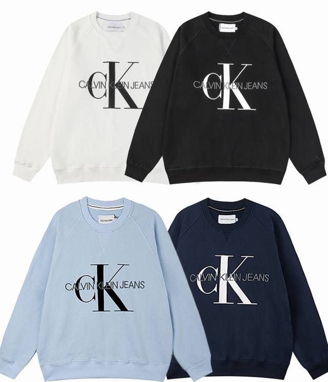 款号：911 Calvin Kleinck圆领卫衣 胸前刺绣+印花一体 手臂处精密刺绣 原版五线工艺 胸前倒三角 原版定制吊牌 主唛 4张洗水唛 460克 %纯