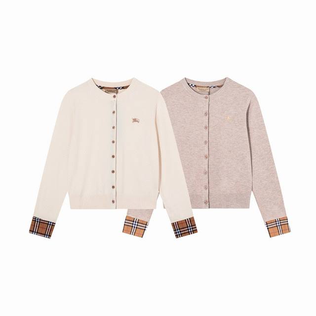 款号：A05 Burberry巴宝莉胸前经典战马Logo刺绣开衫长袖格子针织衫毛衣外套 -单品采用定染定纺纱线、购入原版打造 全套定制辅料 细节决定成败 重磅秋