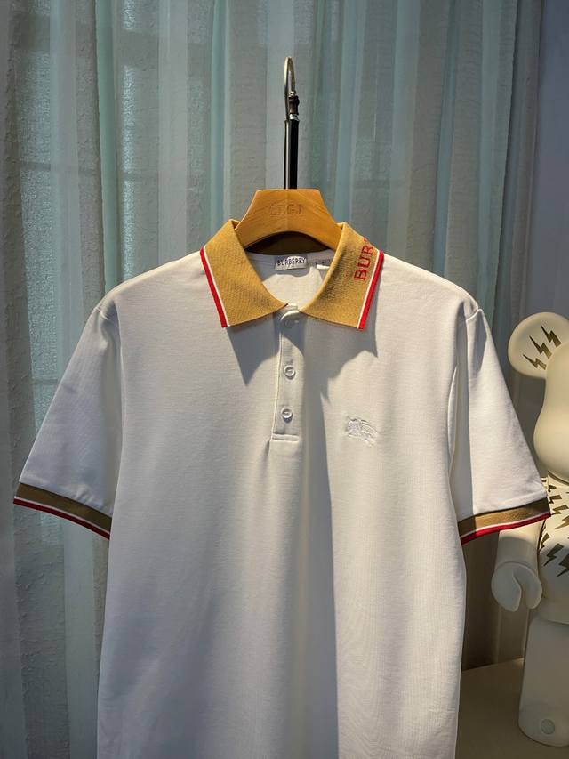 实拍图 顶级版本.官网品质 货号：6211 #Burberry巴宝莉领子字母螺纹撞色战马刺绣短袖polo衫# 官方原版一比一复刻 面料采用Bur定制平织棉 舒适