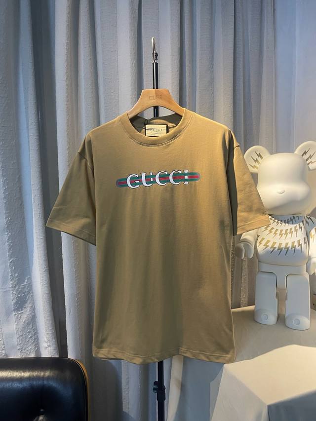实拍图 顶级版本 货号：Bg9217 #Gucci古驰##经典织带#Gucci织带印花短袖T恤款 官方原版一比一完美复刻 面料采用Gucci定制32支双纱纯棉面