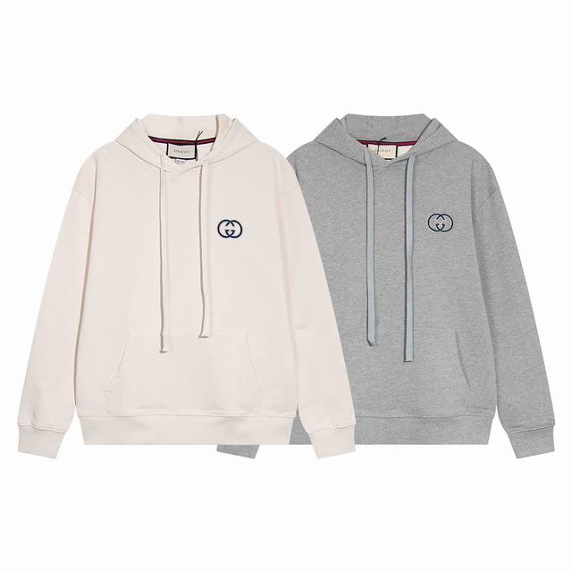 702款，高端定制，最高品质版本Gu*家新款Logo刺绣帽衫卫衣，采用独家定制480G原版1:1双股双纱纯棉面料，定织定染同缸无色差罗纹，定制1:1辅料，三标齐