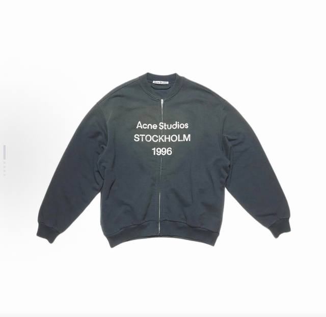 款号 Ac18 450克版本 Acne Studios 1996系列做旧褪色宽松休闲棒球领夹克外套 男女同款 颜色 : 洗水黑 灰蓝色 尺码 : S M L X