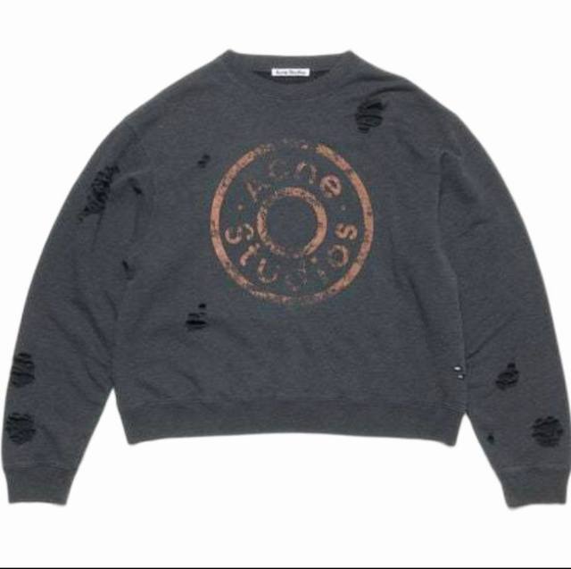 款号 Ac20# 450克版本 Acne Studios 圆领印花做旧卫衣 男女同款 颜色 : 黑色 浅蓝色 浅粉色 苔绿色 尺码 : S M L Xl