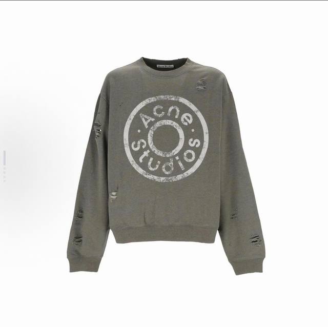 款号 Ac20# 450克版本 Acne Studios 圆领印花做旧卫衣 男女同款 颜色 : 黑色 浅蓝色 浅粉色 苔绿色 尺码 : S M L Xl
