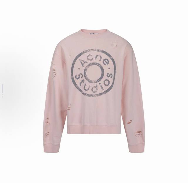 款号 Ac20# 450克版本 Acne Studios 圆领印花做旧卫衣 男女同款 颜色 : 黑色 浅蓝色 浅粉色 苔绿色 尺码 : S M L Xl