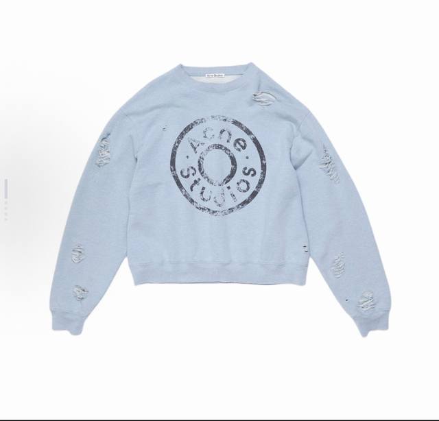 款号 Ac20# 450克版本 Acne Studios 圆领印花做旧卫衣 男女同款 颜色 : 黑色 浅蓝色 浅粉色 苔绿色 尺码 : S M L Xl