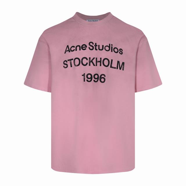 款号 Ac08# Acne Studios Ss25 Logo字母数字印花磨破喷马骝圆领短袖T恤 男女同款 颜色 ： 黑色 白色 粉色 尺码 ： S M L X
