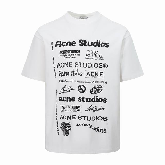 款号 : Ac09 Acne Studios Ss24 复古字母印花短袖T恤 男女同款 颜色 : 黑色 白色 尺码 :S M L Xl