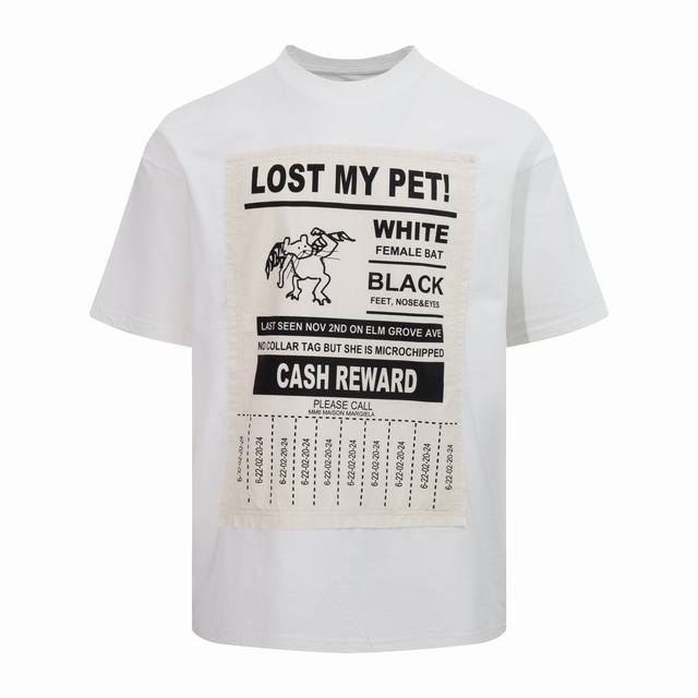 款号 : M006 Mm6 Maison Margiela Fw24 撞色贴布印花短袖T恤 男女同款 颜色 :黑色 白色 尺码 :44 46 48 50